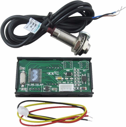 DIGITEN 4 Digital Green LED Tachometer RPM Speed Meter + Hall Proximity Switch Magnet Sensor NPN for Lathe Conveyor Belt...